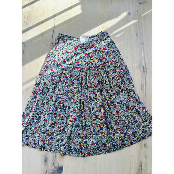 Vintage 90s Liz Claiborne Floral print Knee Length Skirt Pockets Spring - Picture 1 of 8